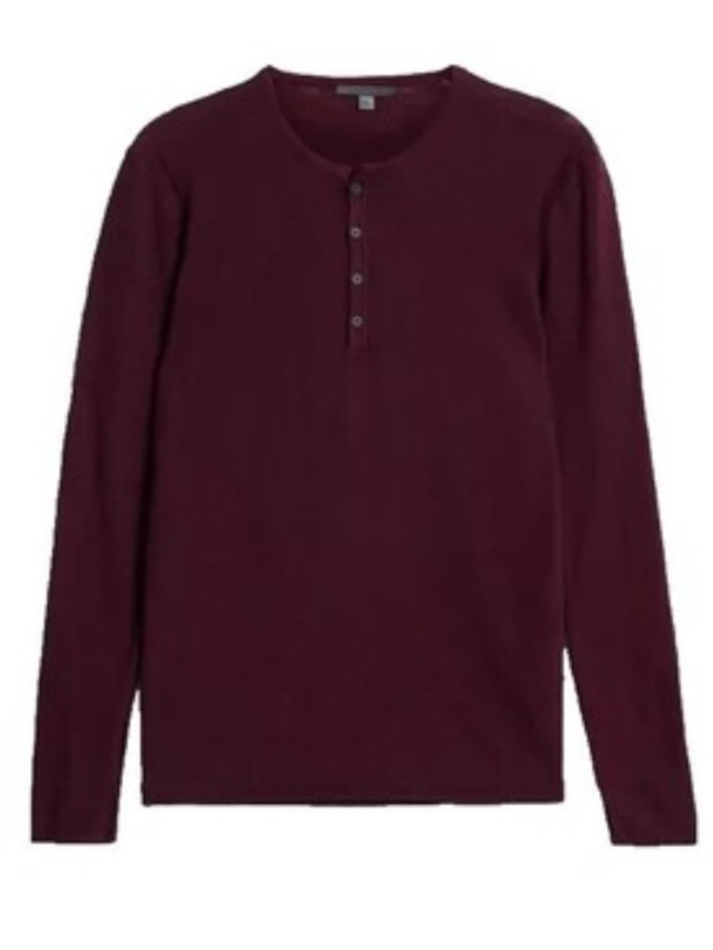 John Varvatos Men’s Henley Ribbed Knit Sweater Cotton and Camel Hair Burgundy